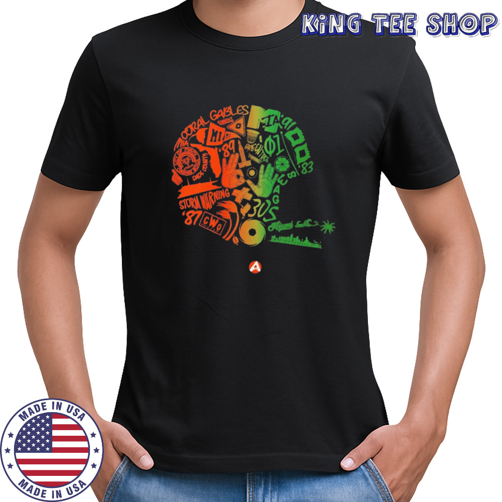 Mash-up dri-fit Miami Hurricanes helmet shirt