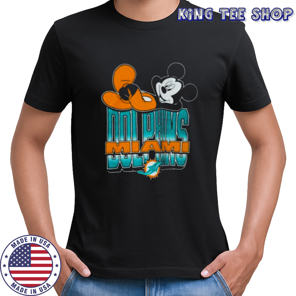 Miami Dolphins Mickey at Quarterback Disney Vintage Football T Shirt