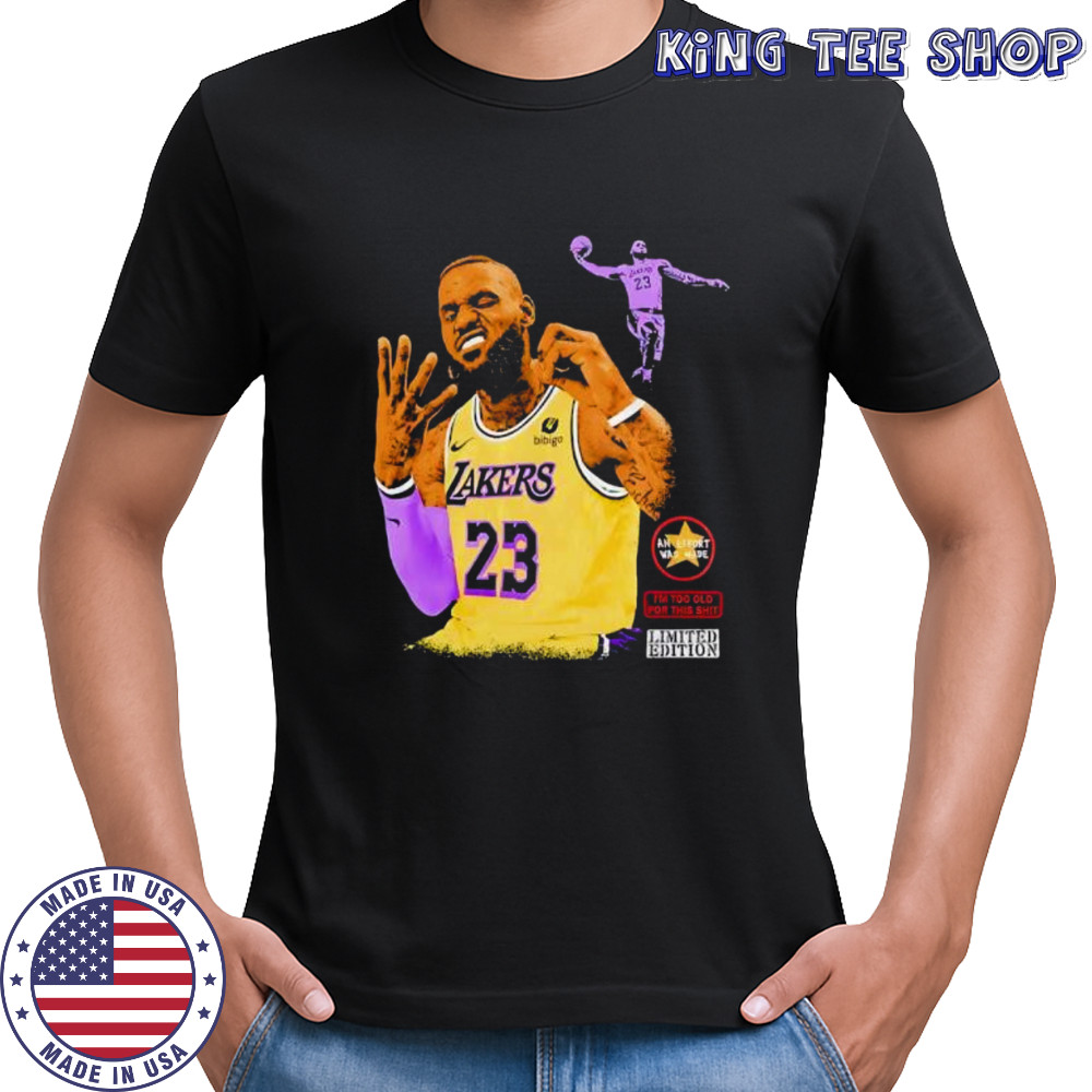 NBA LeBron James hold up 4 fingers shirt