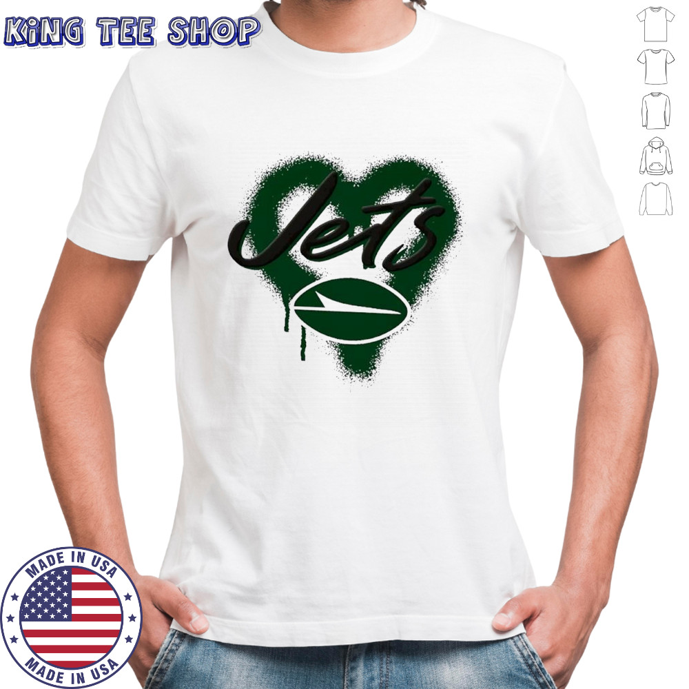 New York Jets Natural Spray Heart Boxy paint shirt