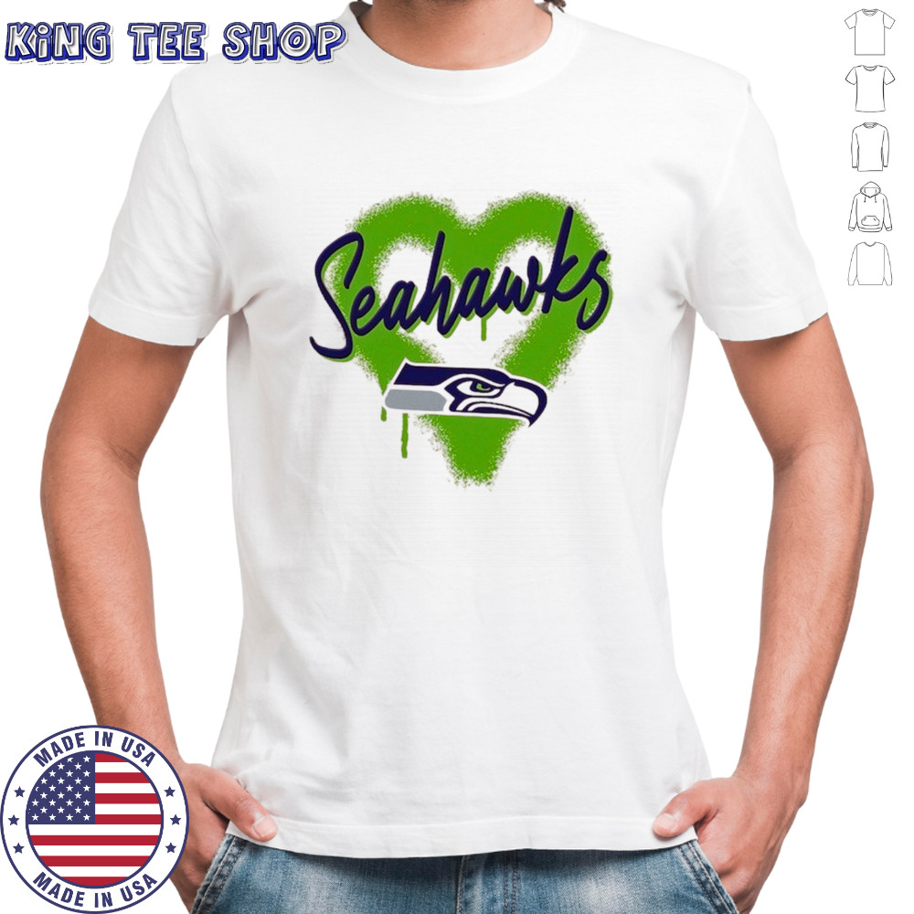 Official Seattle Seahawks Spray Heart Boxy T-Shirt