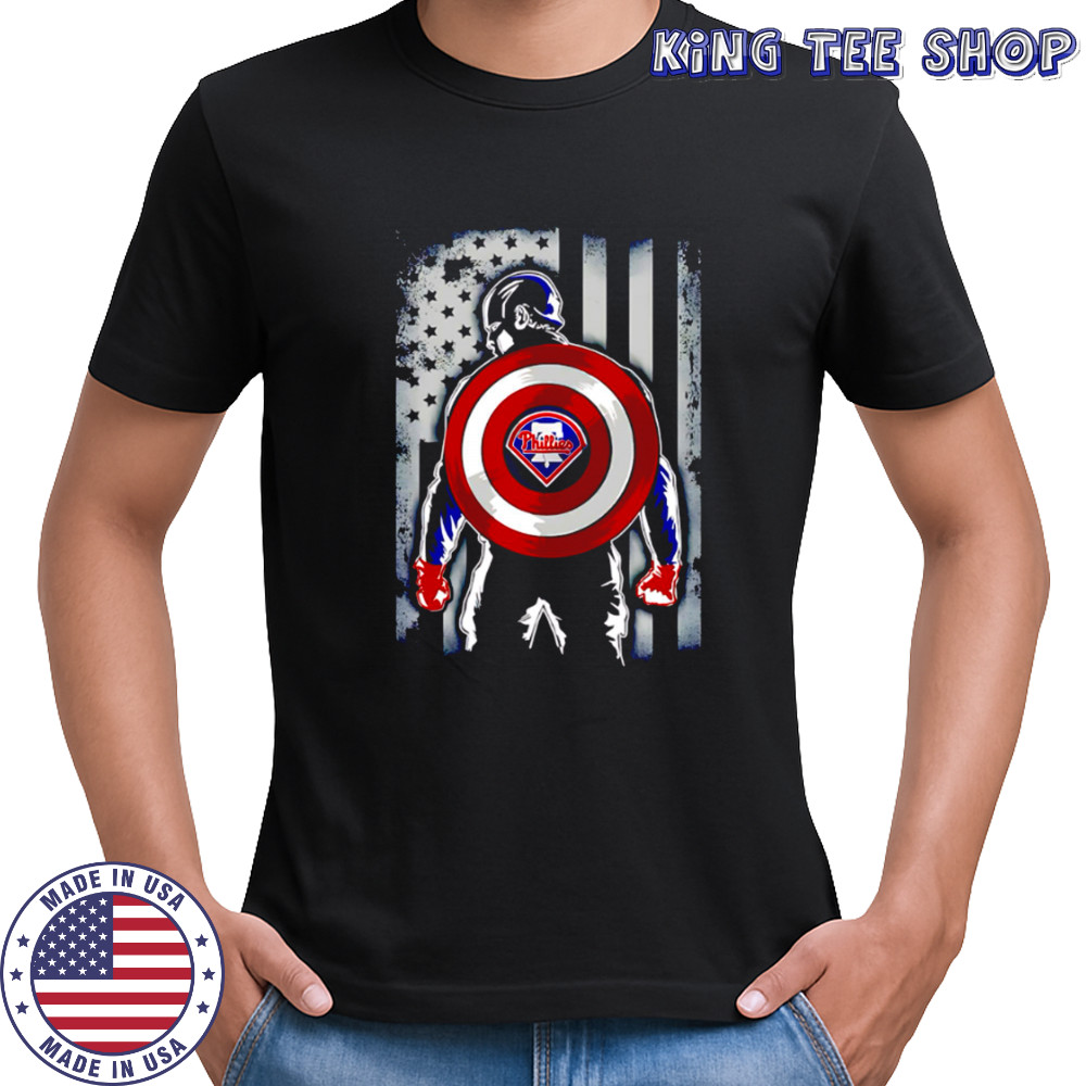 Philadelphia Phillies Captain America Marvel Avengers Flag Baseball shirt