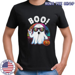 Rock Ghost Retro Halloween Pumpkin Funny Boo Women shirt