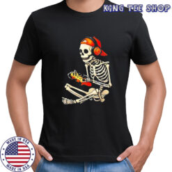 Skeleton playing video game Halloween shirt
