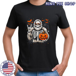 Spooky Bigfoot Skeleton Halloween Costume Pumpkin Boys Mens shirt