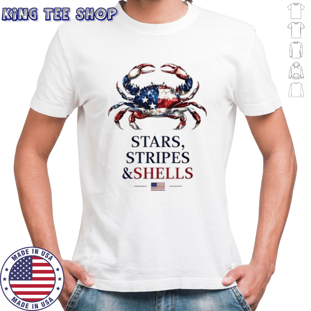Stars Stripes and Shells crab shirt