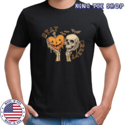 Stay creepy skull and heart pumpkin Halloween graphic shirt