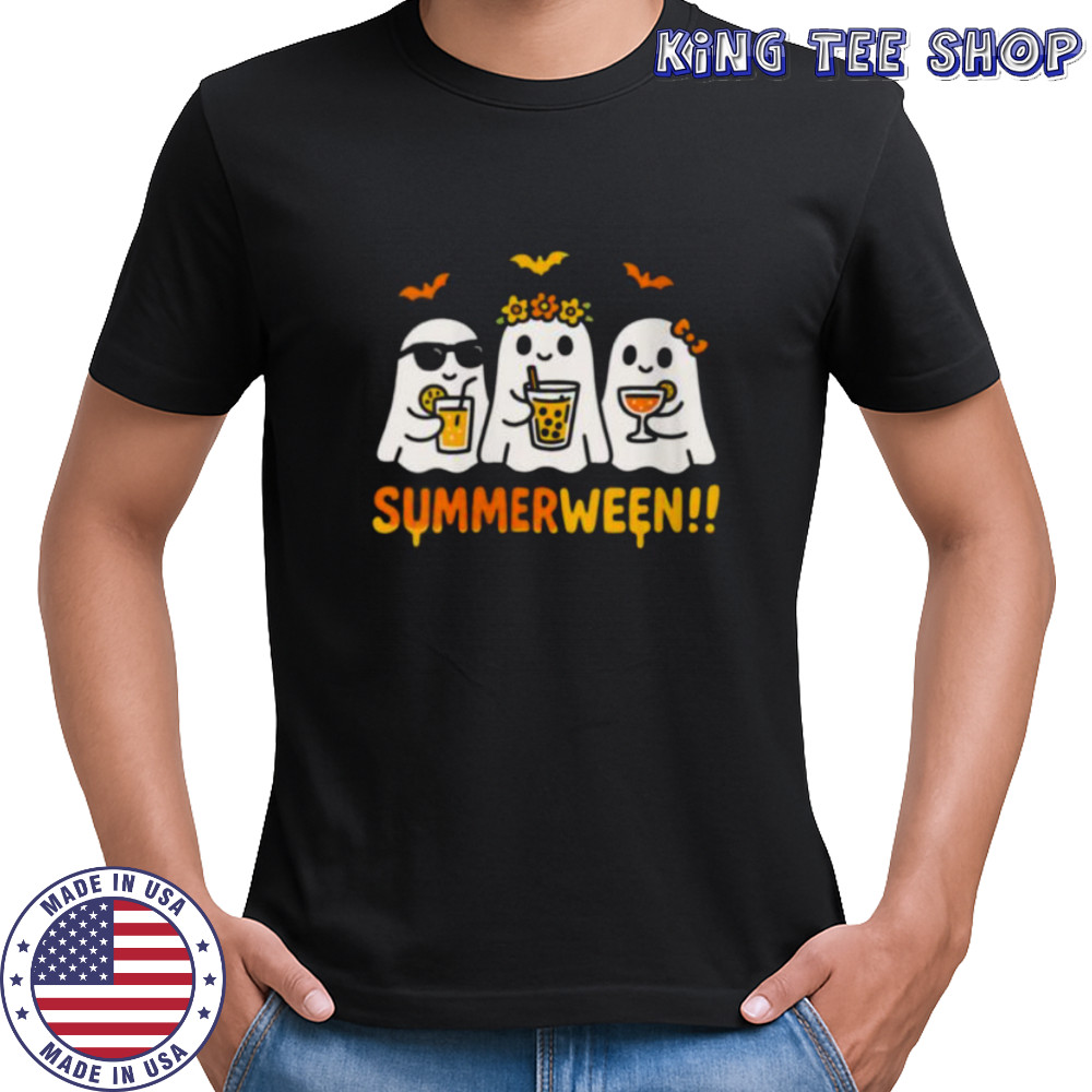 Summerween Ghost Spooky Summer Halloween Beach Vibes Party Shirt