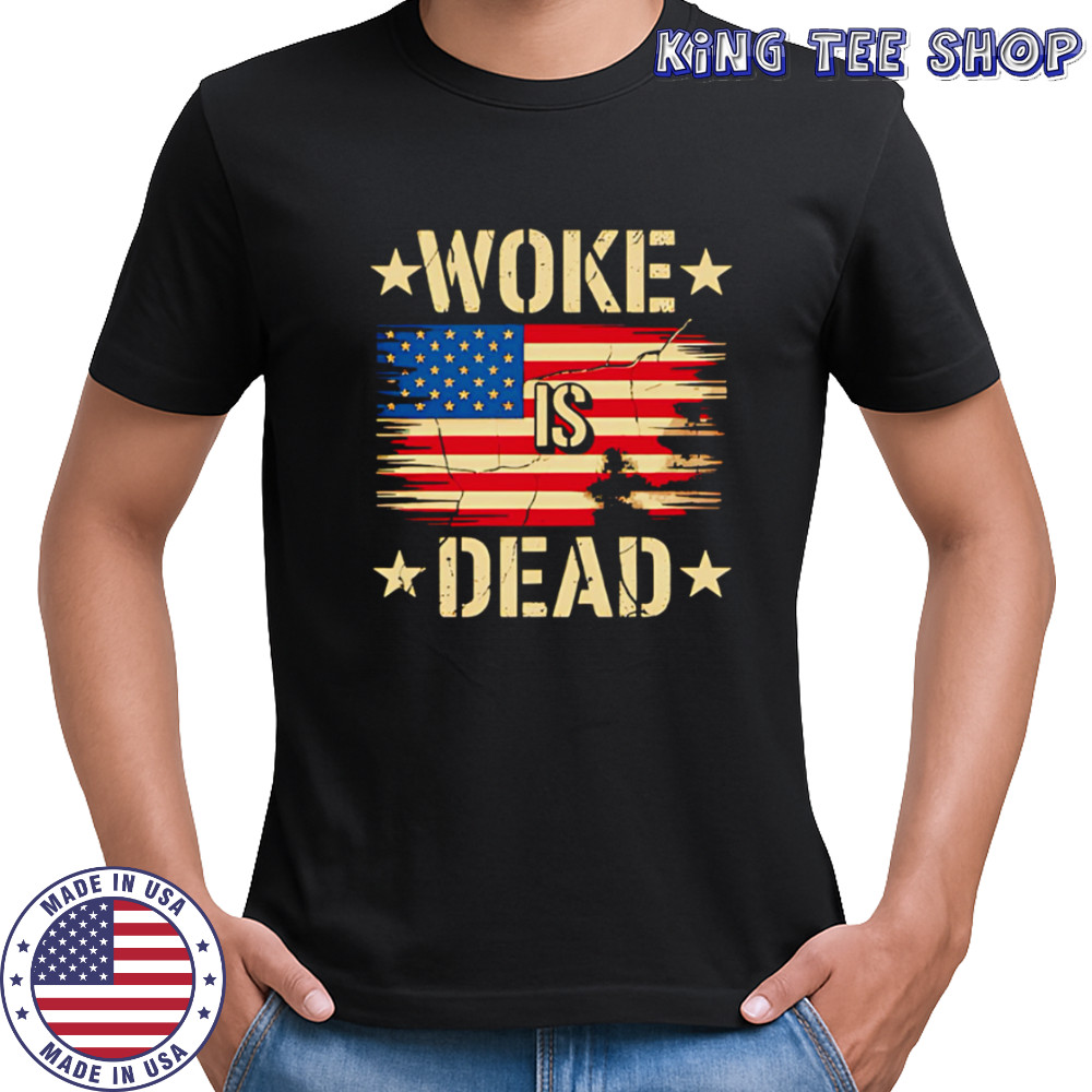 Woke Is Dead American Flag retro shirt