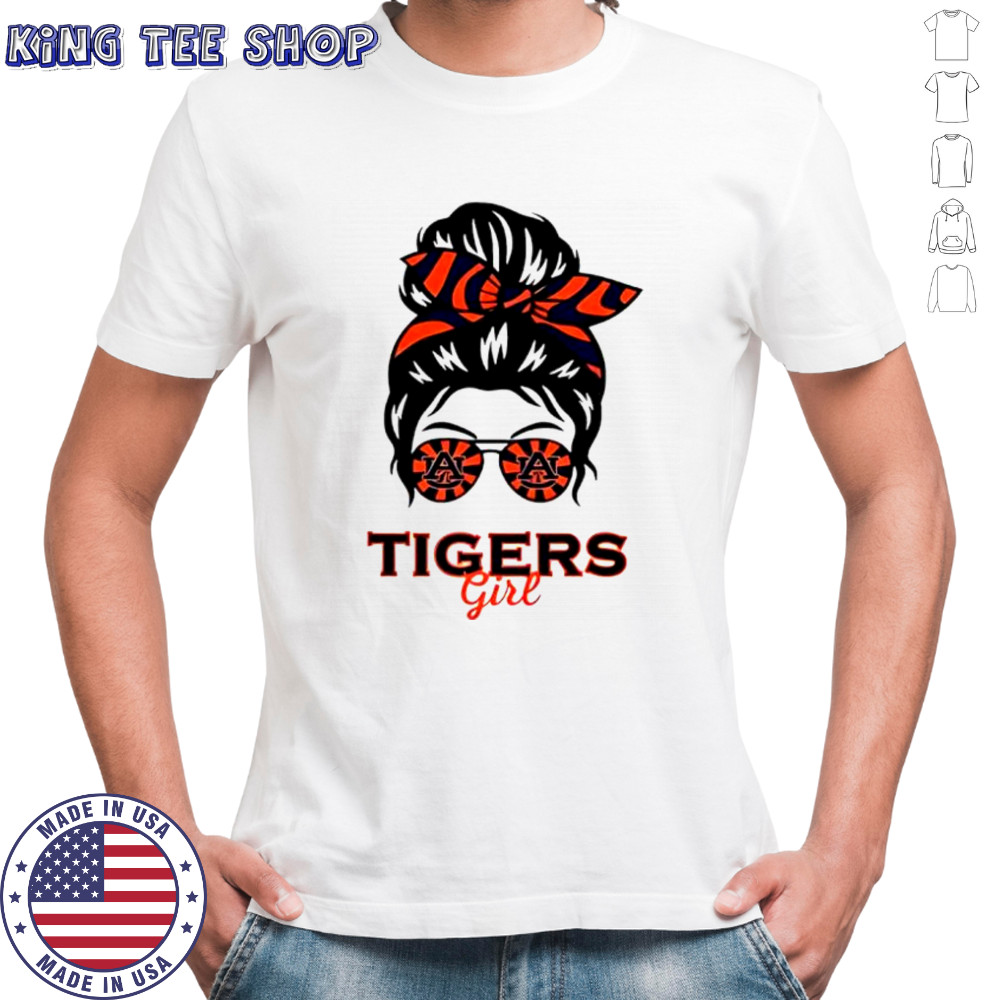 Auburn Tigers girl messy bun glasses shirt