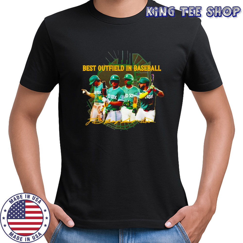 Boston Red Sox team best outfield in baseball signatures Fenway Greens City Connect uniforms shirt