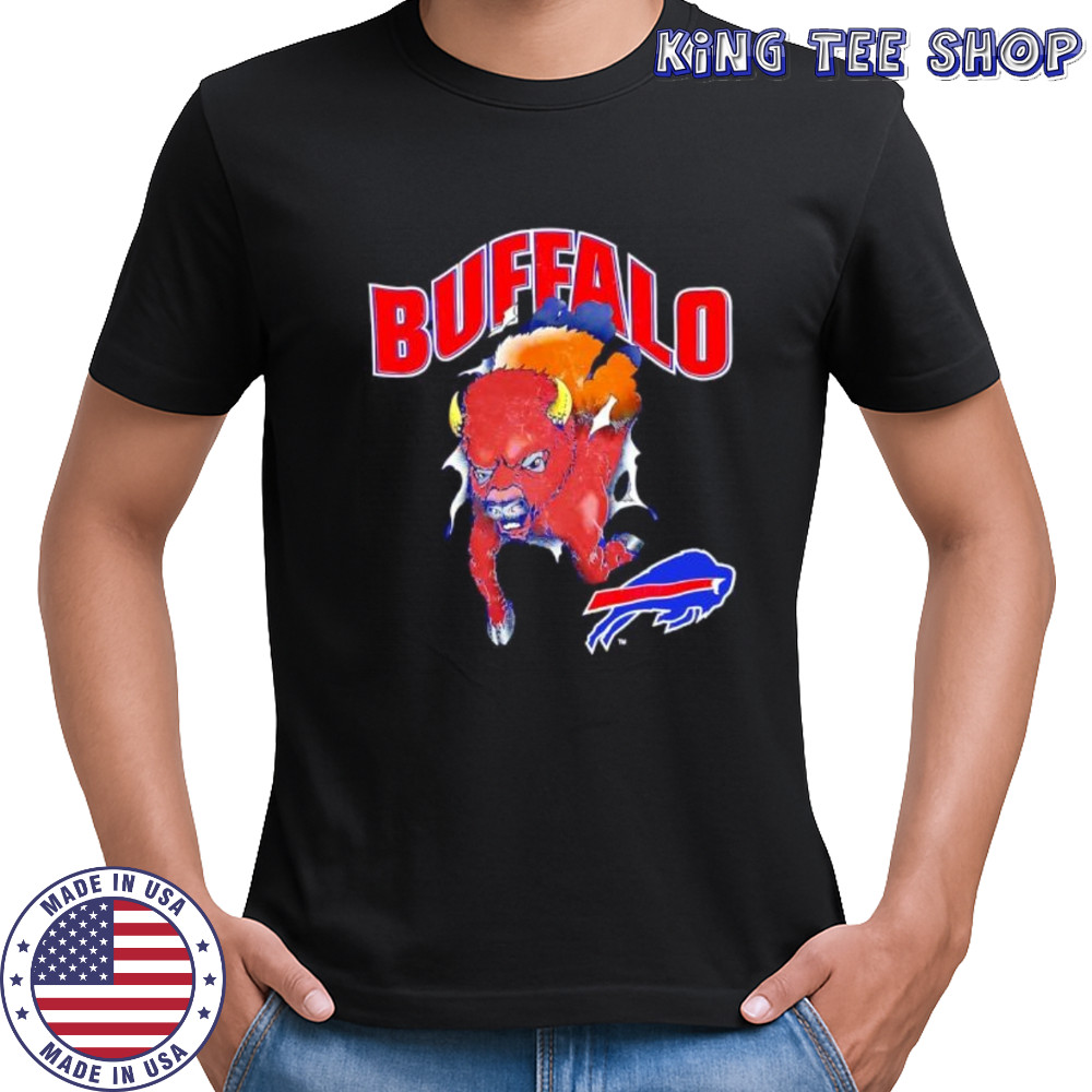Buffalo Bills Mascot Charging Through Distressed Vintage shirt