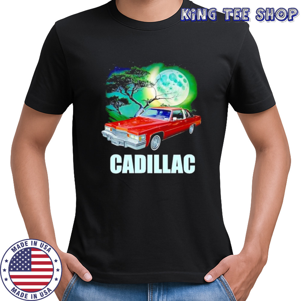 Cadillac Retro Car Full Moon and Bonsai Tree shirt