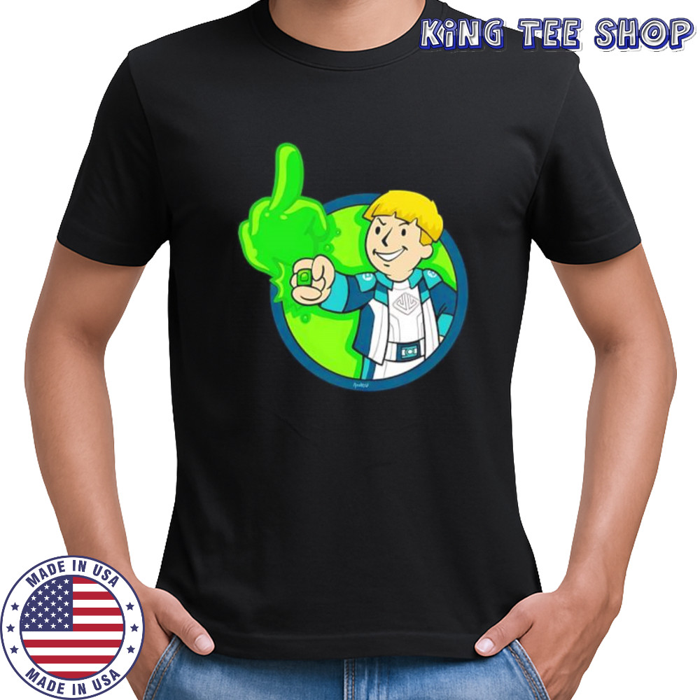 Cartoon Boy Middle Finger Green Glow shirt