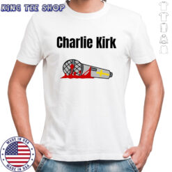 Charlie Kirk mic drop memorial shirt