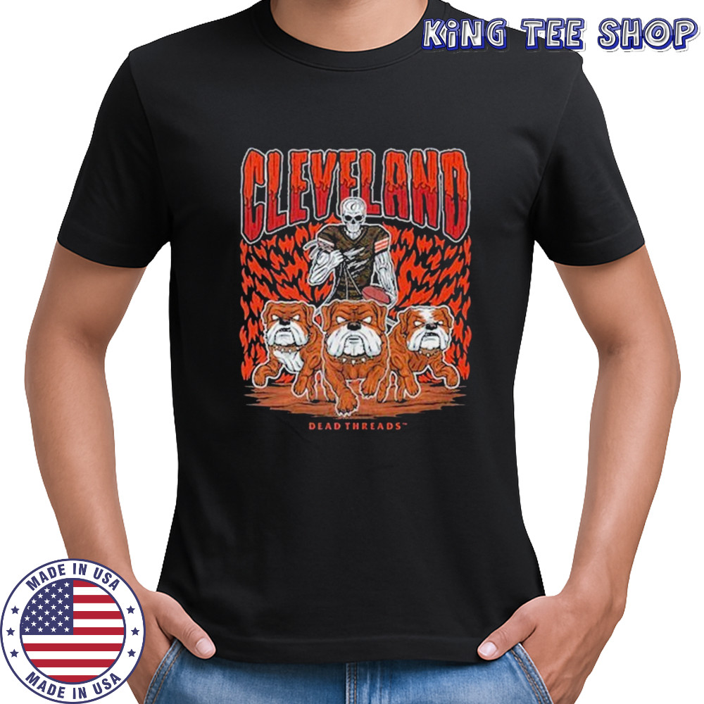 Cleveland Browns Dead Threads Skeleton Bulldogs T-shirt