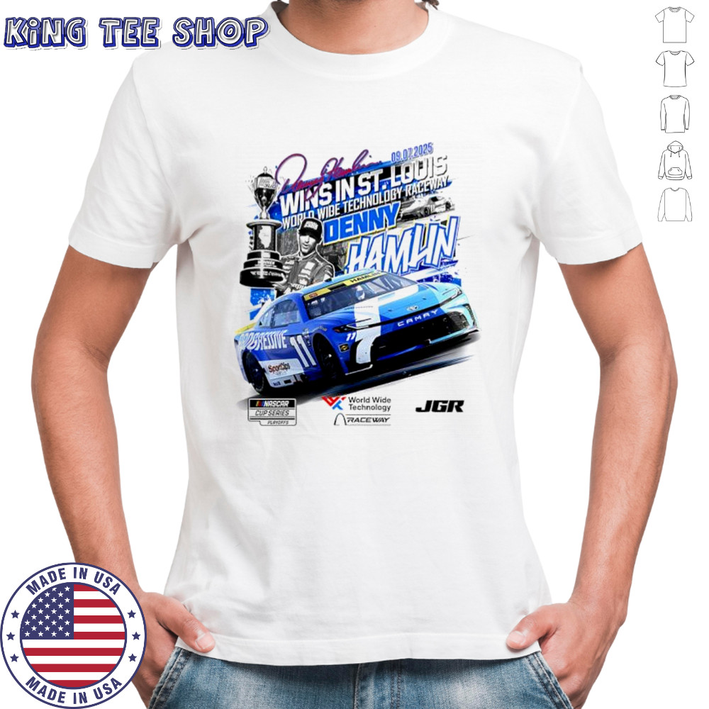 Denny Hamlin Checkered Flag 2025 Enjoy Illinois 300 Race Winner shirt