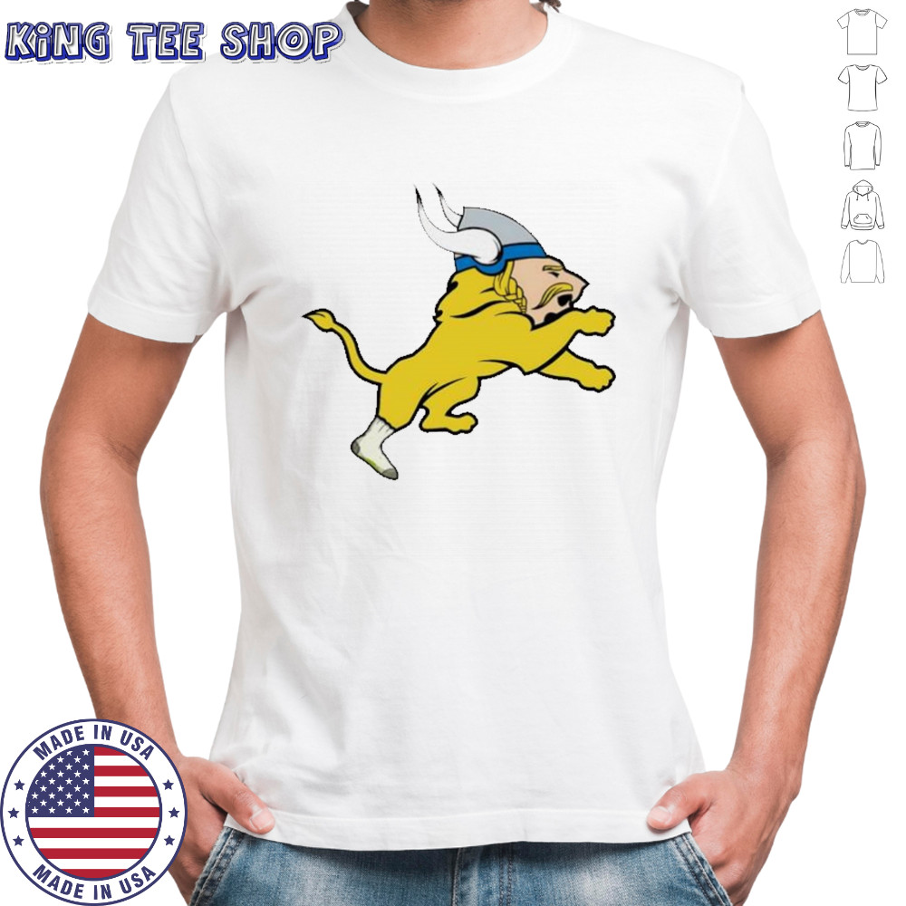 Detroit Lions x Minnesota Vikings logo combination funny graphic shirt