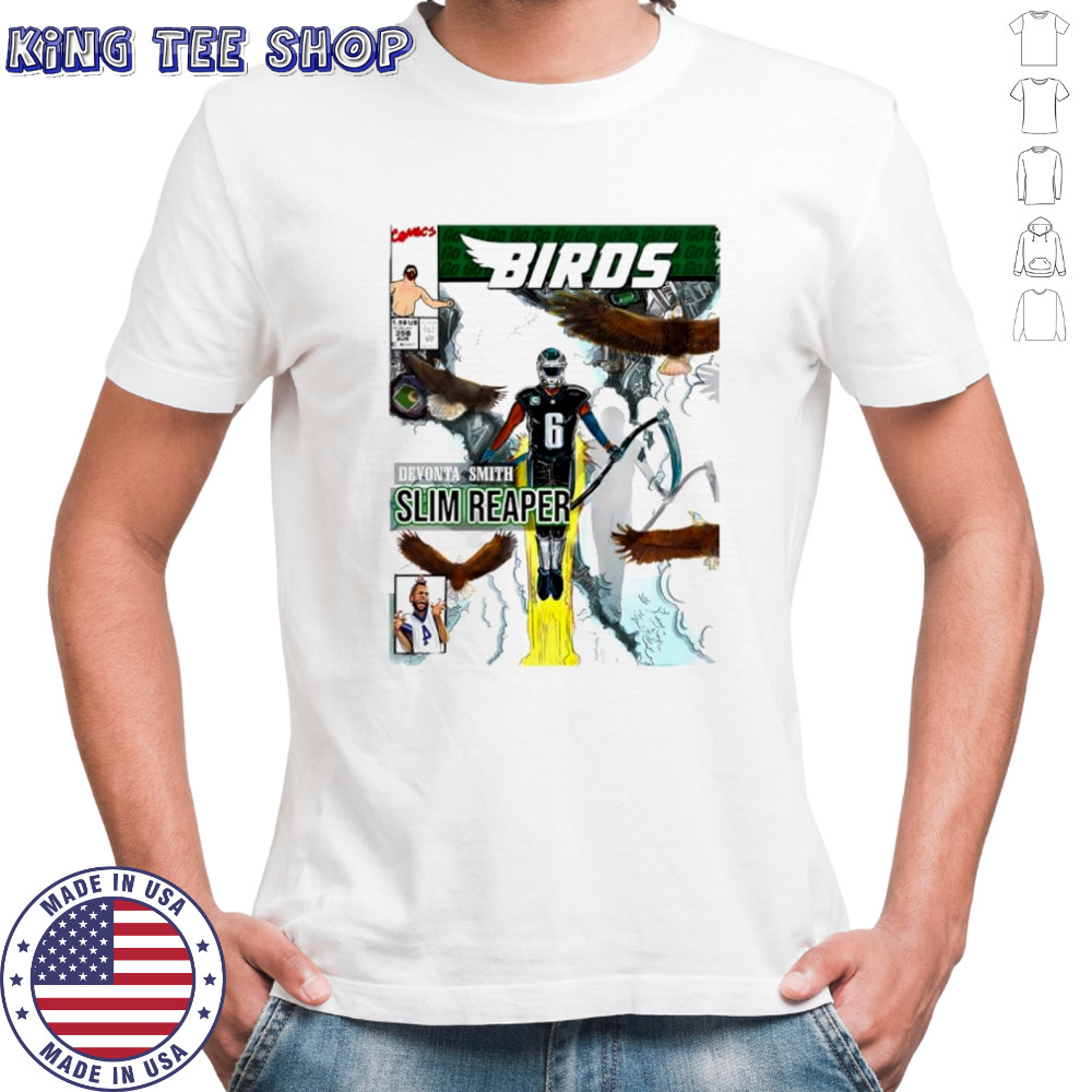 DeVonta Smith Philadelphia Eagles football Slim Reaper inspired comic shirt