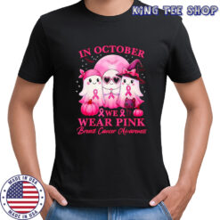 Ghost In october we wear pink breast cancer awareness Halloween shirt