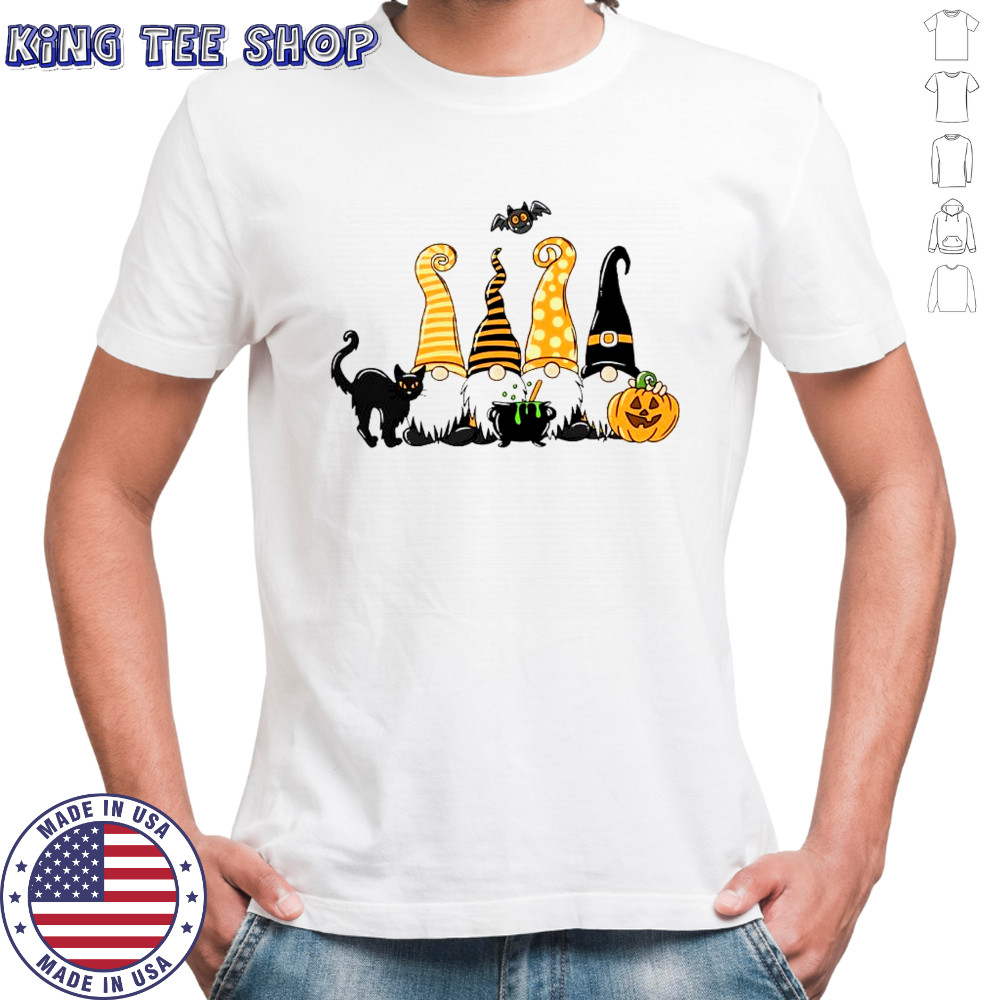 Halloween Gnomes and Cat bat pumpkin shirt