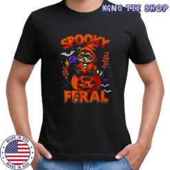 Halloween Spooky And Feral Raccoon Pumpkin Boys Kids shirt