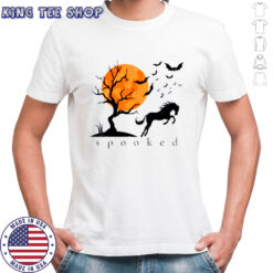 Horse vintage moon and bats equestrian spooked Halloween shirt