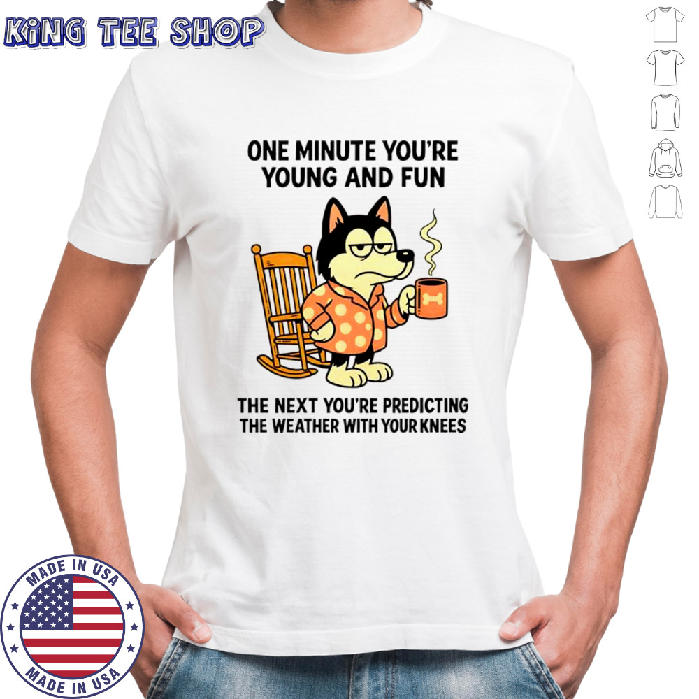 Husky dog one minute you’re young and fun shirt