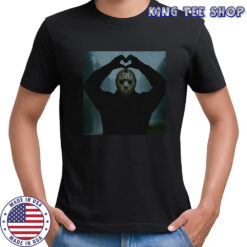Jason Voorhees Heart hand sign Halloween horror movie character shirt