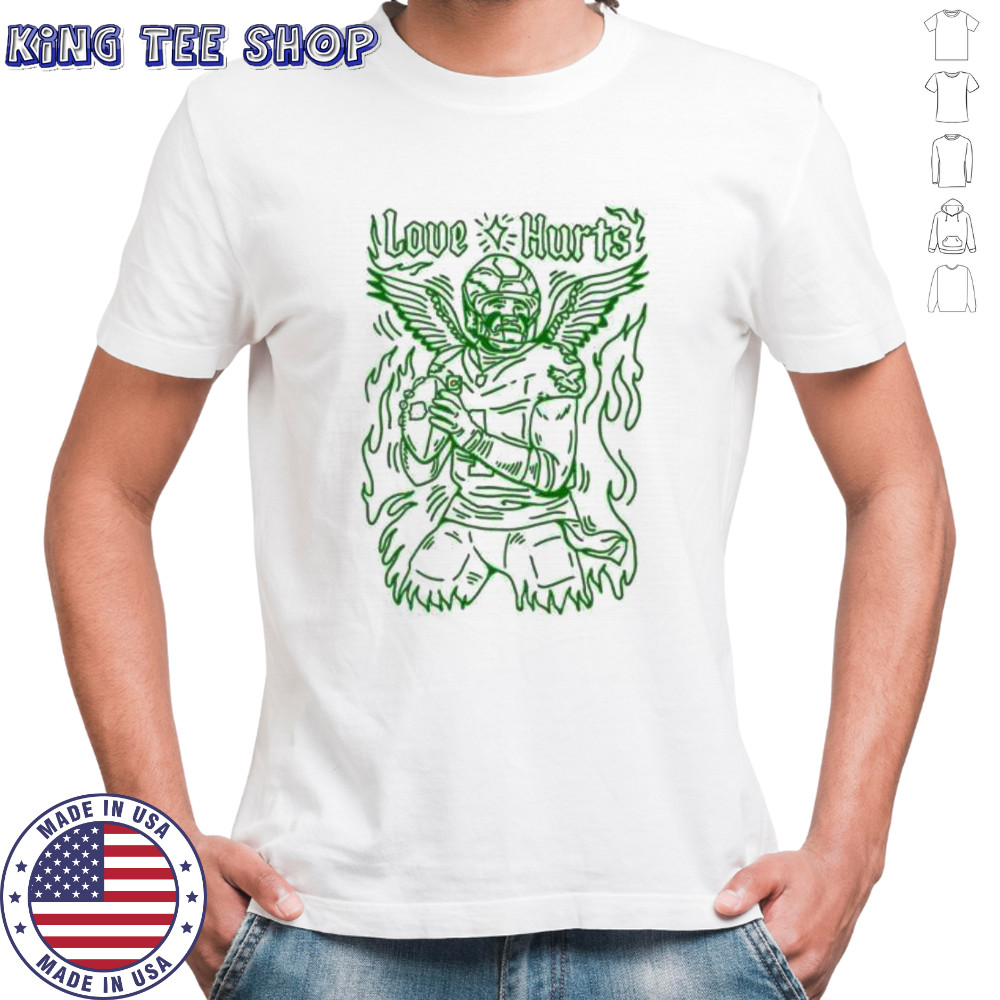 Love Hurts Eagles Football Angel Quarterback shirt