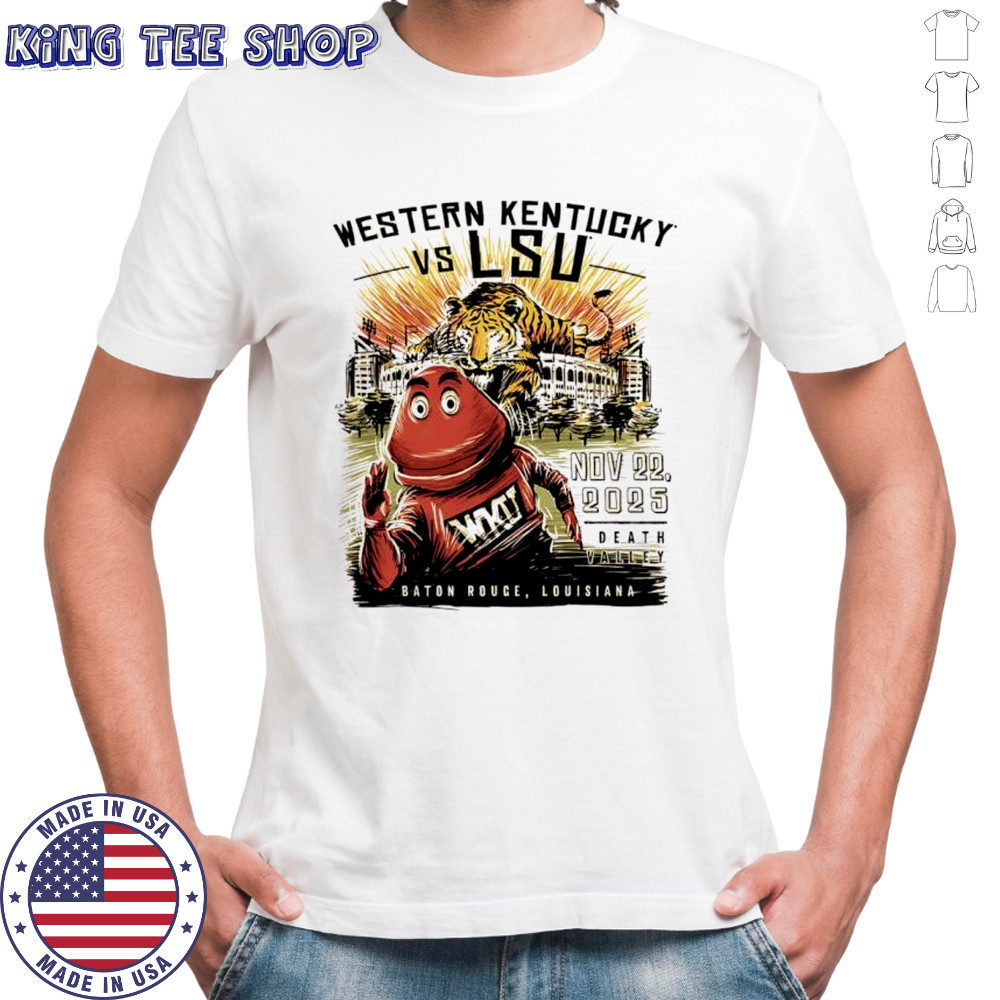LSU Tigers vs Western Kentucky gameday 2025 mascot shirt