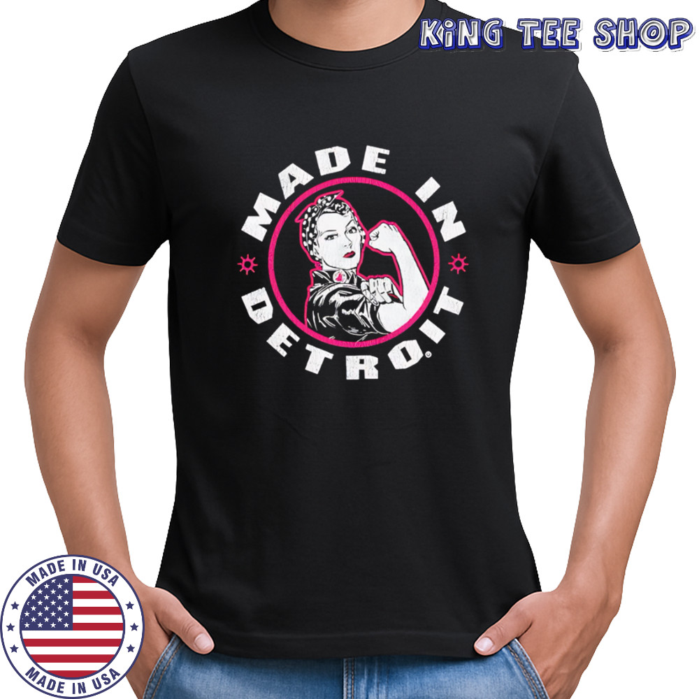 Made In Detroit iconic Rosie the Riveter with bandana logo shirt