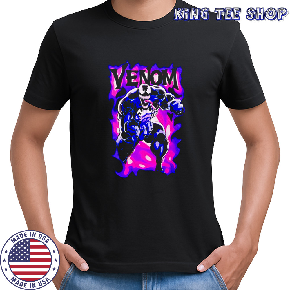 Marvel Comics Venom Purple and Pink Flames shirt