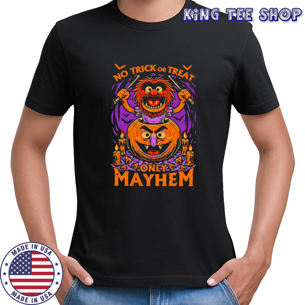 No Trick Or Treat Only Mayhem Puppet Pumpkin Halloween shirt
