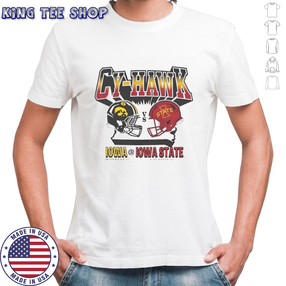 Official Cy-Hawk Iowa Hawkeyes Vs Iowa State Cyclones Helmet T-Shirt