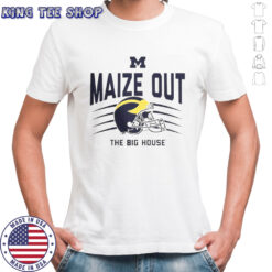 Official Michigan Wolverines Maize Out The Big House Scratch Helmet T-Shirt