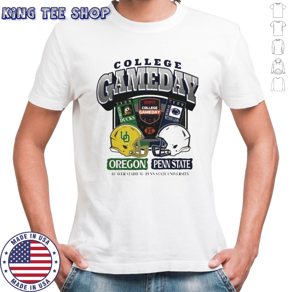 Oregon Ducks Vs Penn State Nittany Lions 2025 College GameDay Helmet T-Shirt