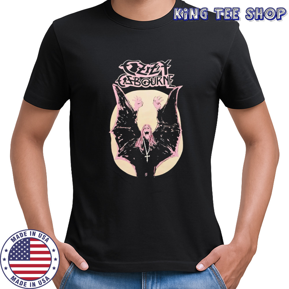 Ozzy Osbourne Batwing Character with Cross Necklace Retro shirt