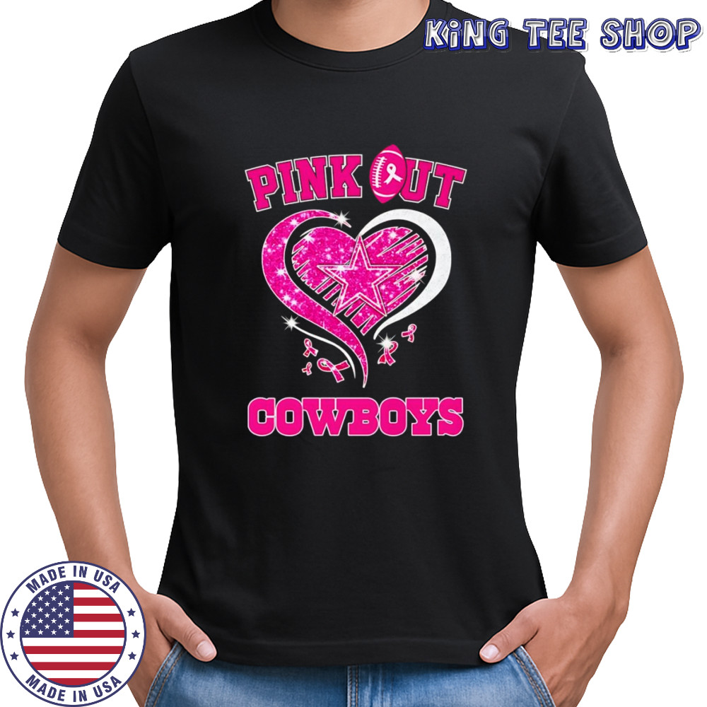 Pink out Dallas Cowboys Breast Cancer diamond heart shirt