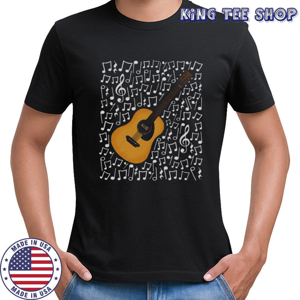 Premium Acoustic Guitar Musical Notes Guitarist Music Teacher Songwriter T-Shirt