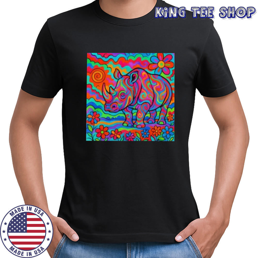Rainbow Rhino Art Style shirt