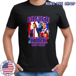 RIP Charlie Kirk 1993 2025 American flag lighting graphic memorial shirt