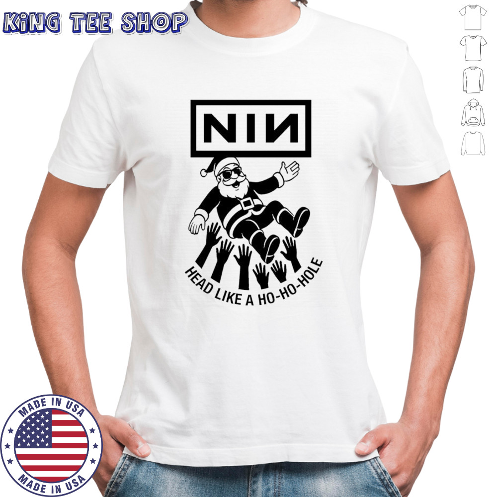Santa NIN head like a ho-ho-hole shirt