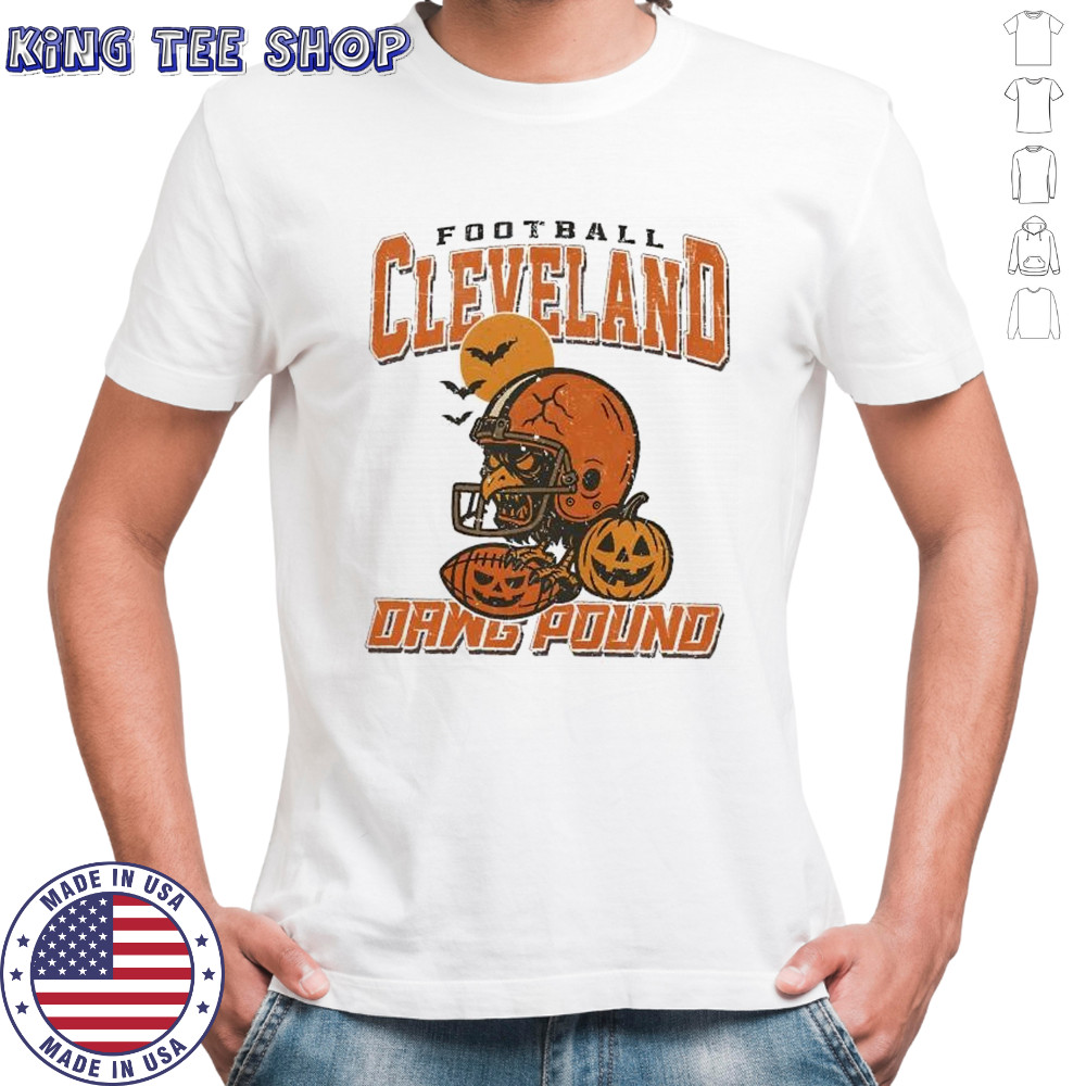 Skull crow pumpkin football Cleveland Dawg Pound shirt