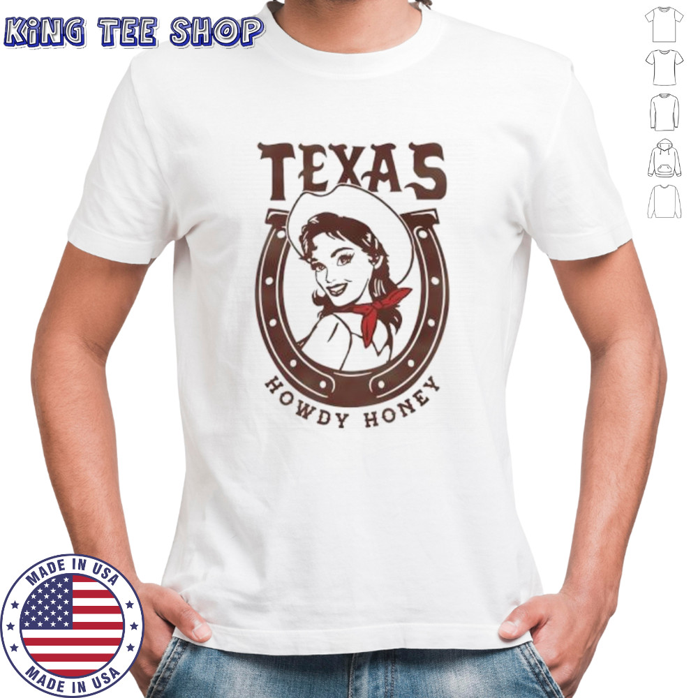 Texas Howdy Honey Pin-Up Cowgirl Horseshoe shirt