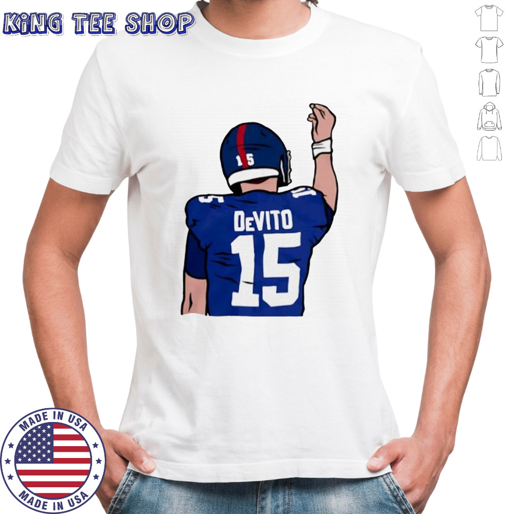 Tommy DeVito hand gesture celebration shirt