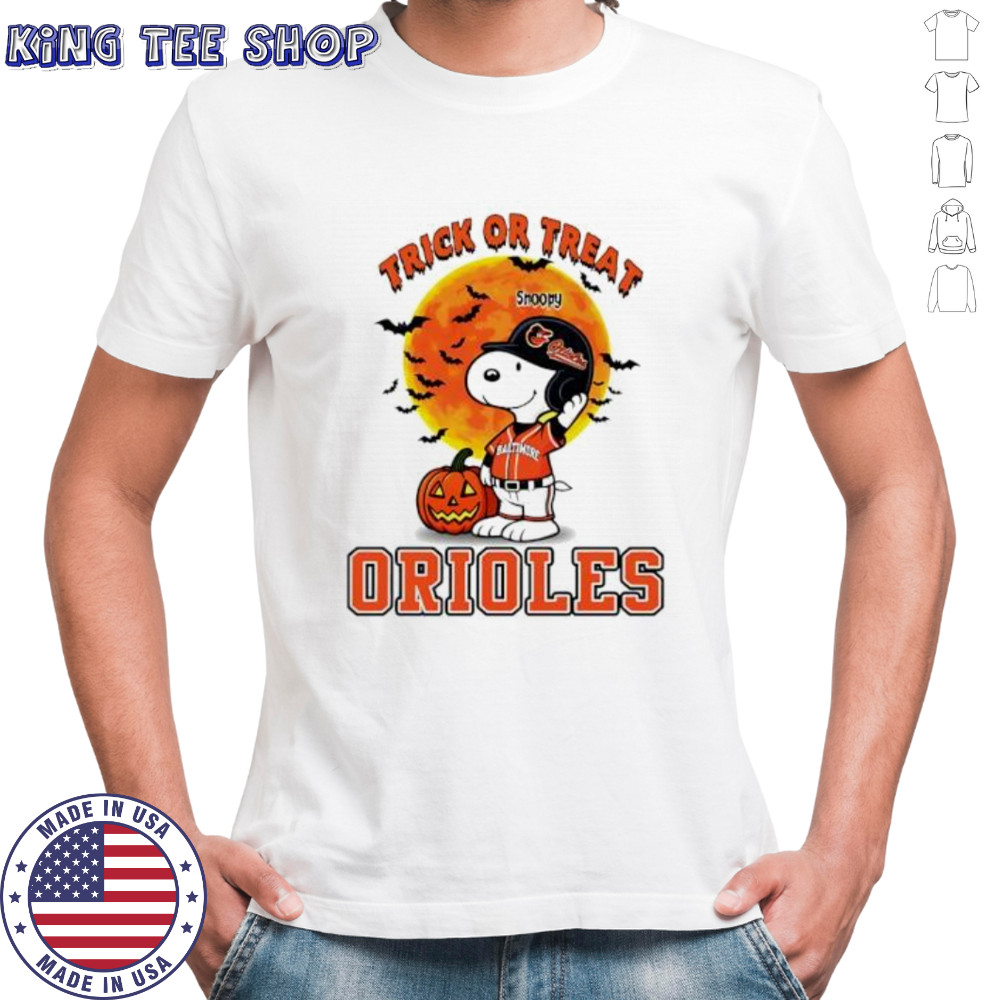 Trick or Treat Baltimore Orioles Snoopy Halloween shirt