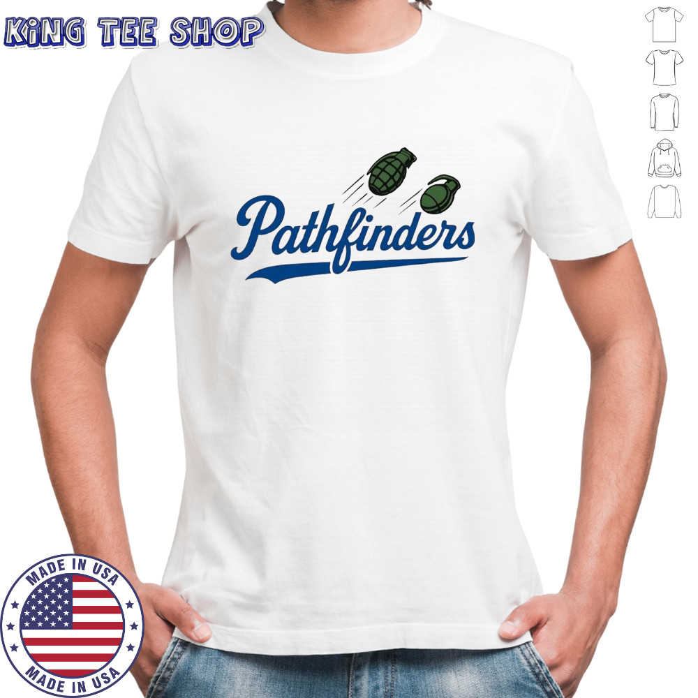 Two hand grenades Pathfinders style Los Angeles Dodgers logo parody shirt