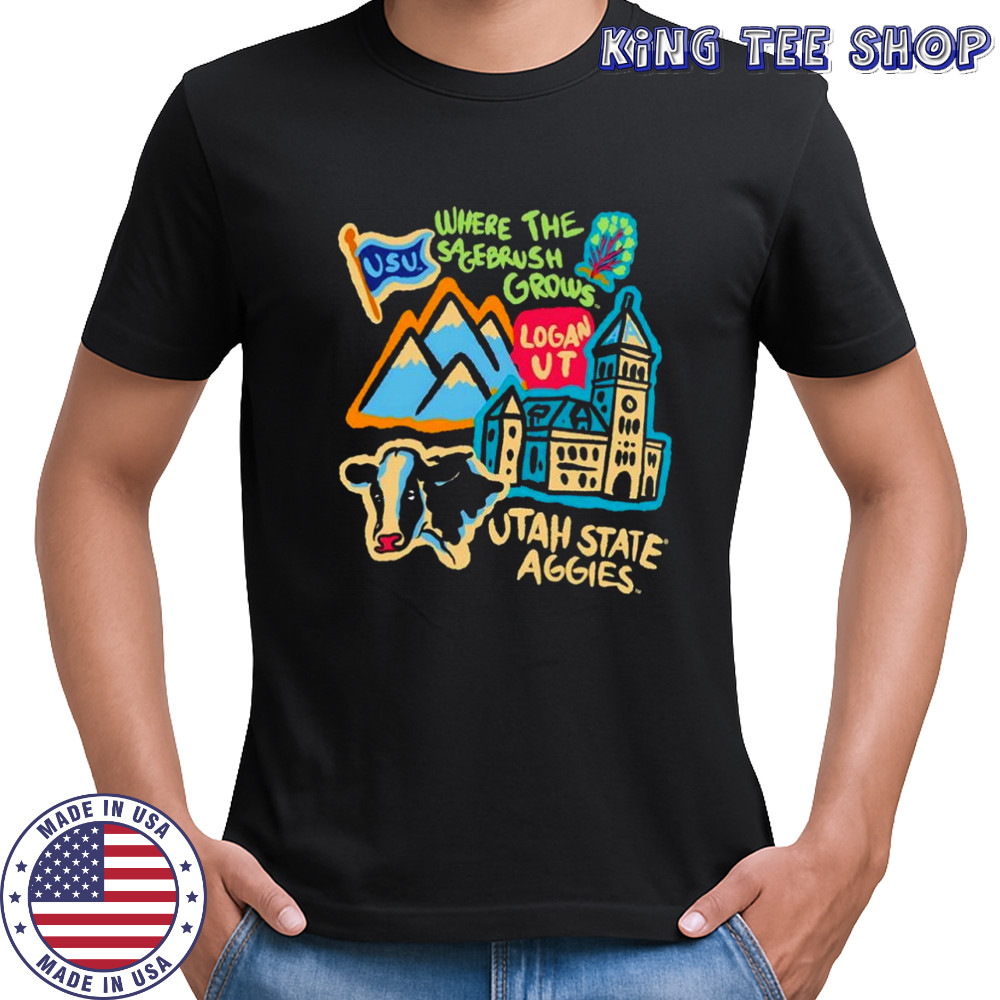 Utah Utes Where the Sagebrush Grows Utah State University Paint Crew shirt