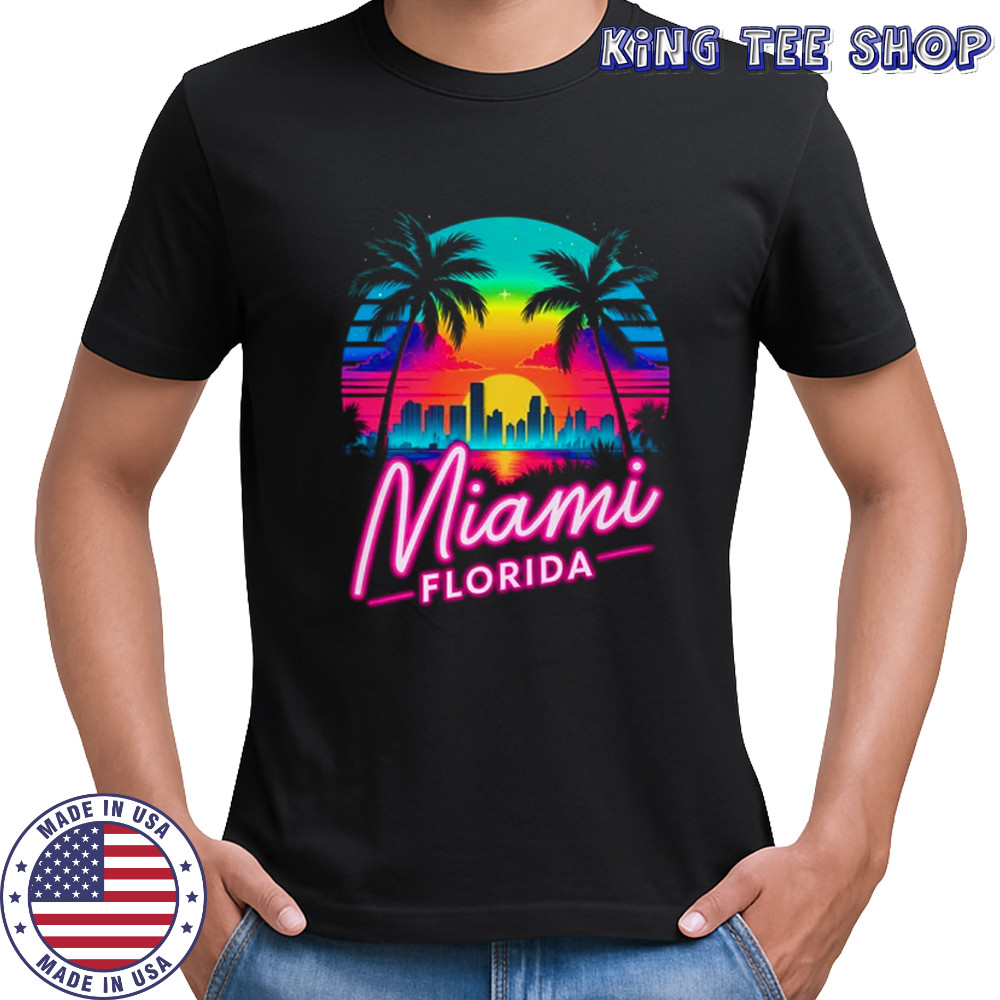 Vintage Miami Beach Retro City Florida Vacation Sunset shirt